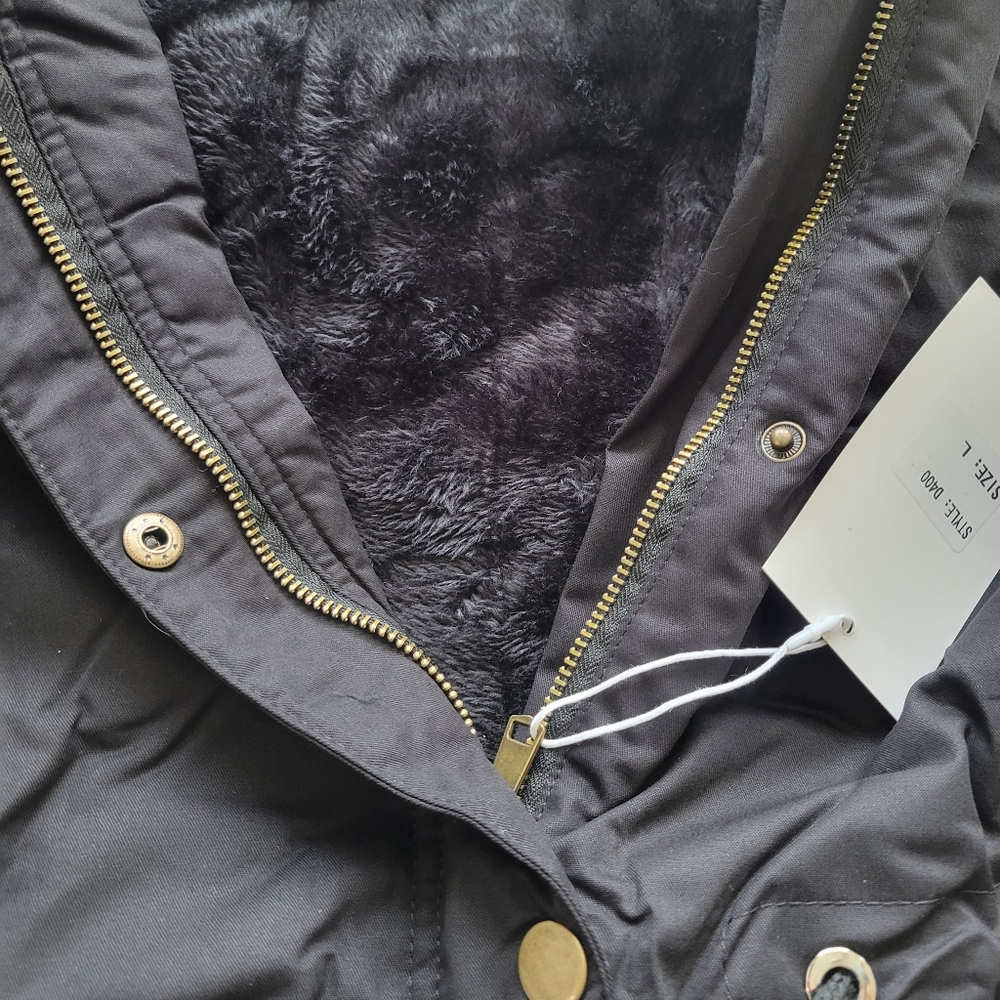 NWT Black Fur Lined Coat
